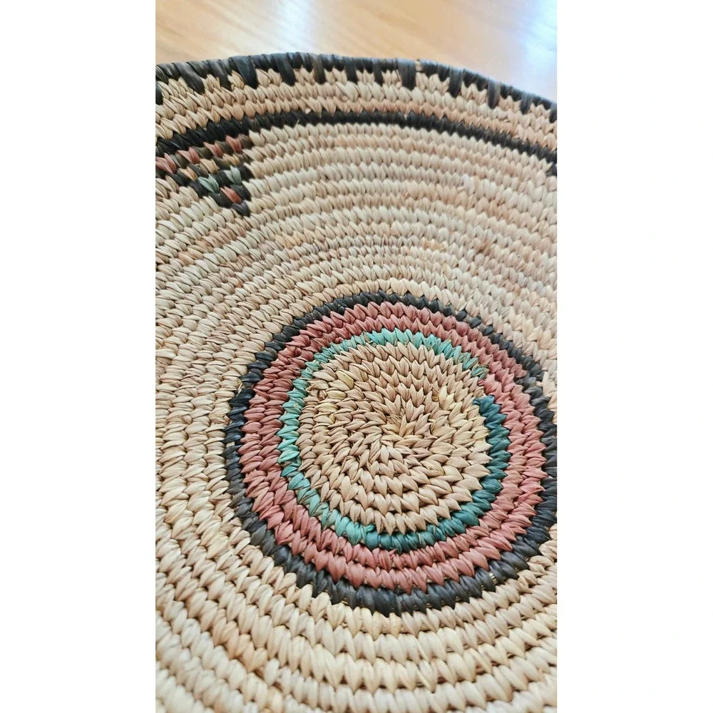 Hand Woven Coil Basket Bowl Geometric Southwestern Wall Art Decor 10.5